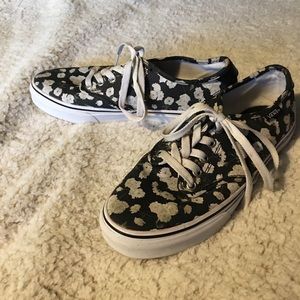Vans size 8 shoes with a flower pattern